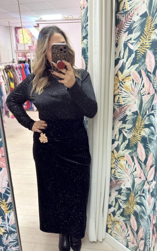 Falda terciopelo glitter