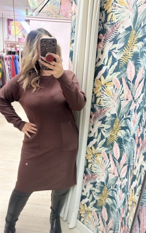 Vestido marron bolsillos