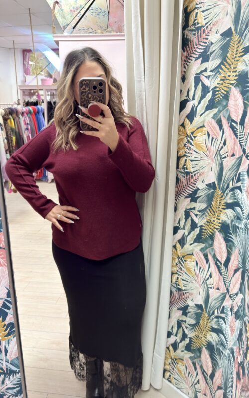 Falda encaje negra elastica