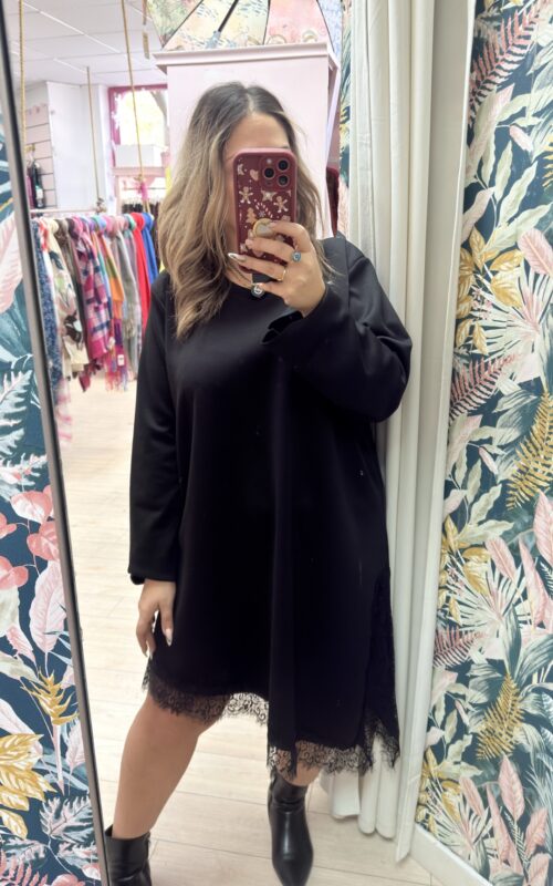 Vestido asimetrico punto encaje