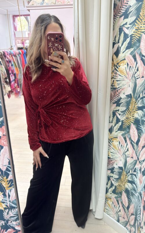 Blusa terciopelo lazada roja