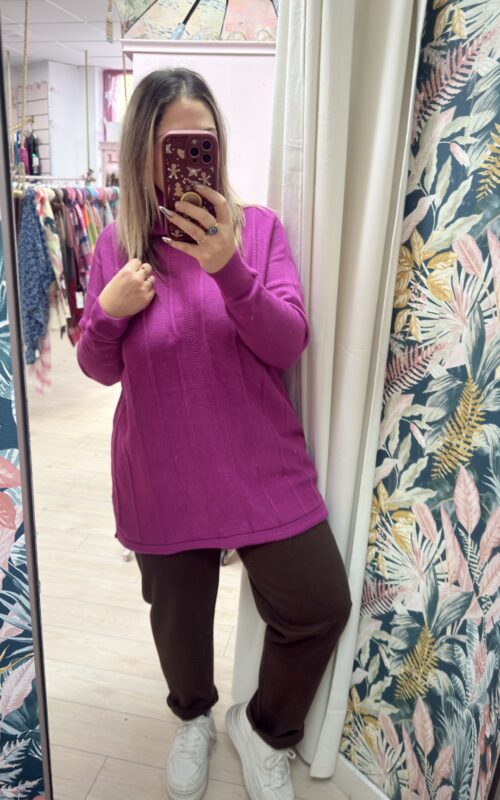 Jersey cuello lineas buganvilla