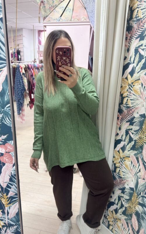 Jersey cuello lineas verde