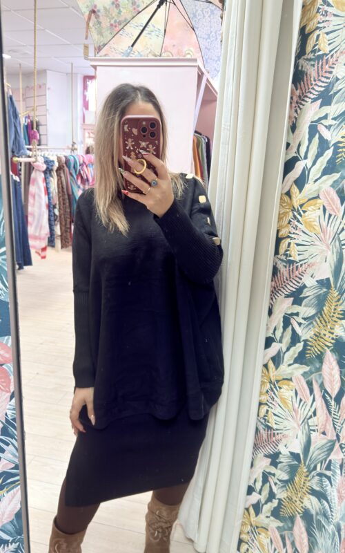 Jersey botones cuadrados negro