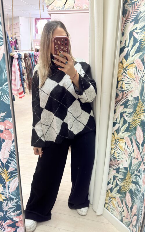 Jersey rombos negro cuello