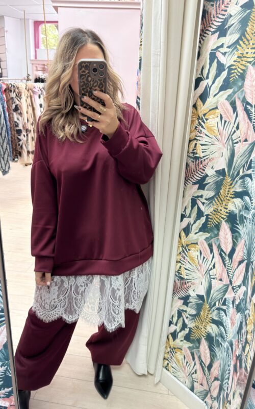 Sudadera neopreno puntilla granate