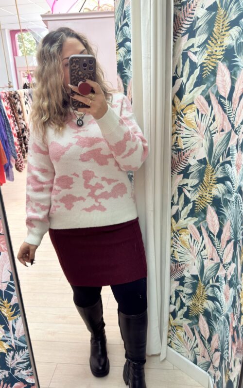 Jersey leopardo rosa brillo