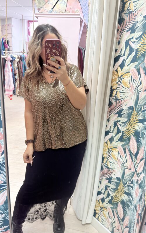 Camiseta lentejuelas lazo