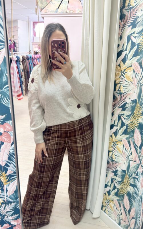 Pantalon ancho recto marron