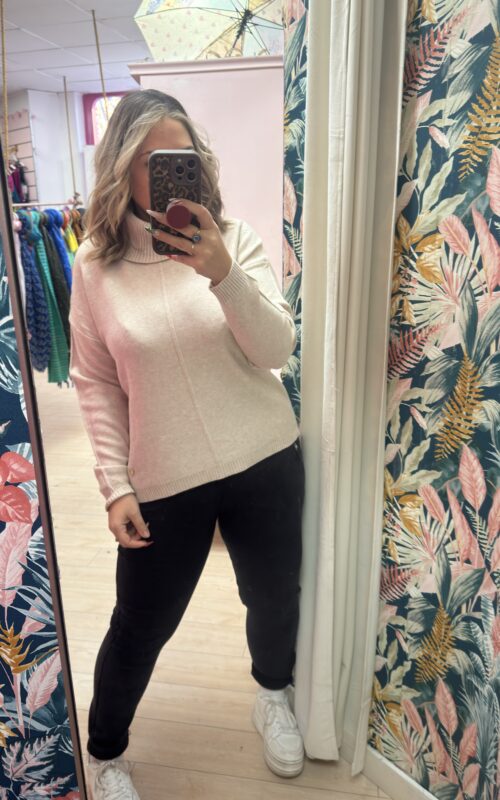 Jersey linea cuello alto beige