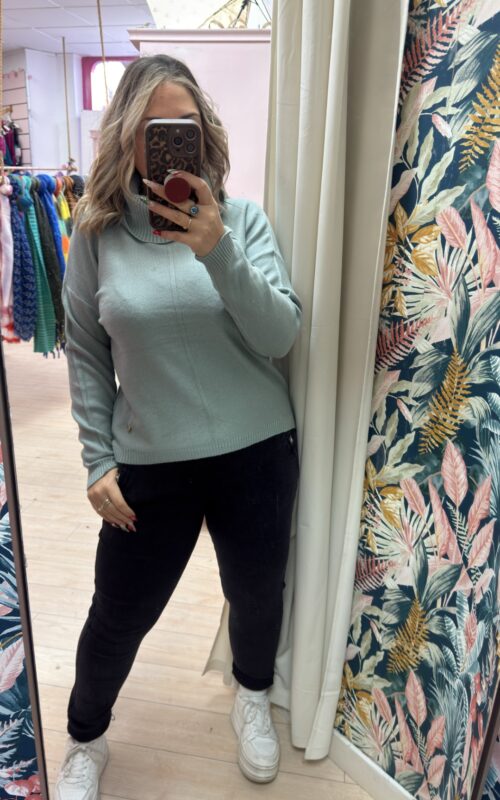 Jersey linea cuello alto verde