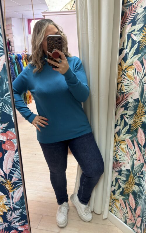 Jersey cuello basico azul