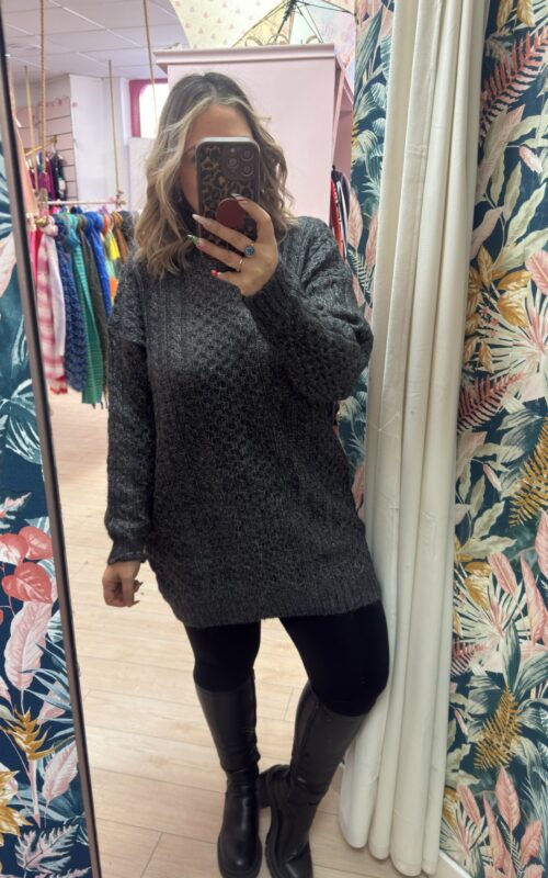 Vestido lana ochos gris oscuro