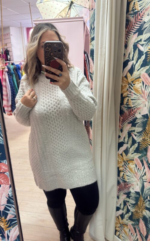 Vestido lana ochos gris claro