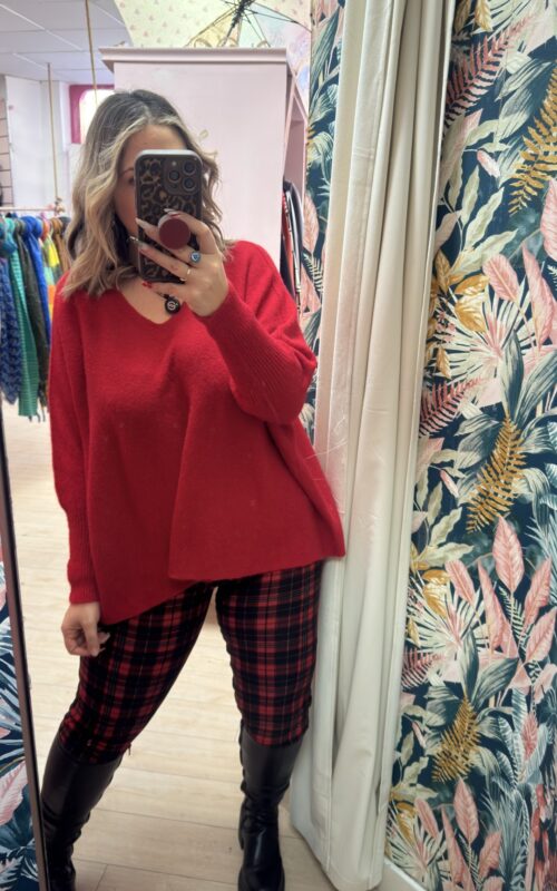 Jersey rojo lana pico