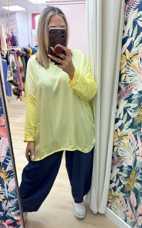 Blusa seda y algodon amarillo