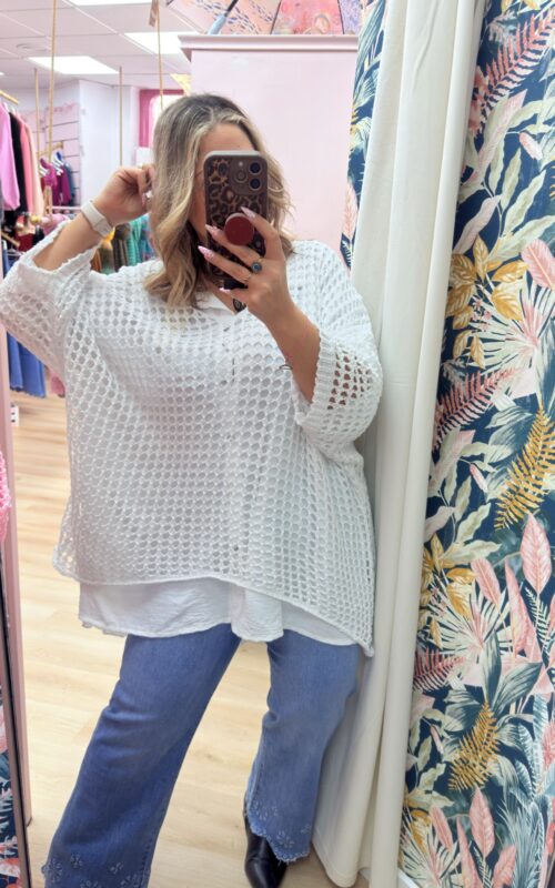 Jersey hilo perforado blanca