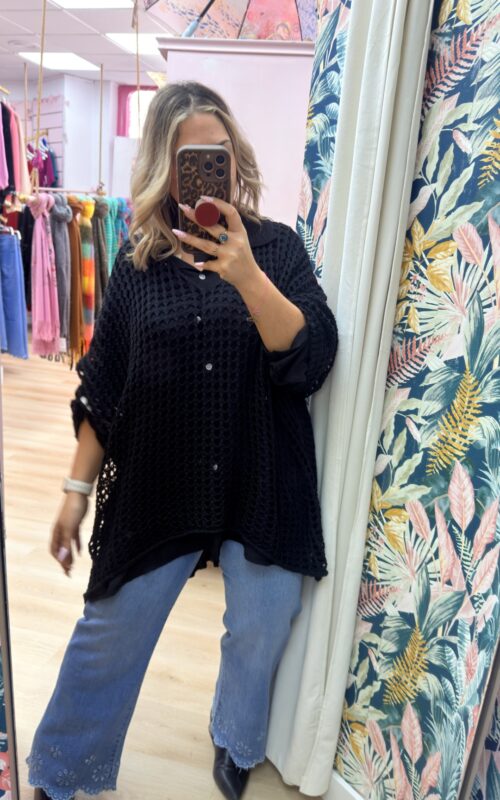 Jersey hilo perforado negra