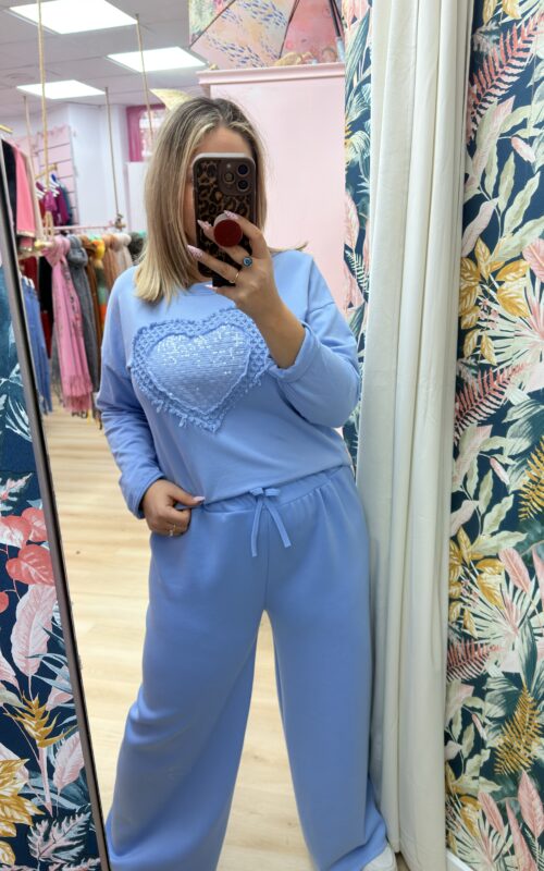 Sudadera Corazon celeste