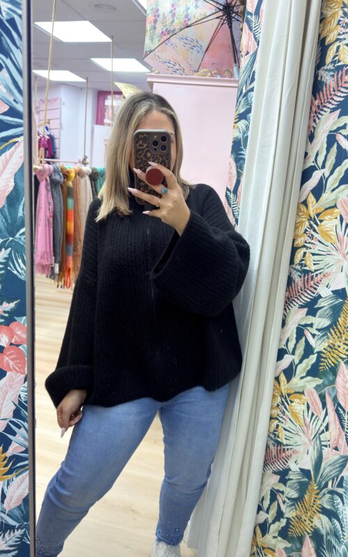 Jersey cremallera suave negro