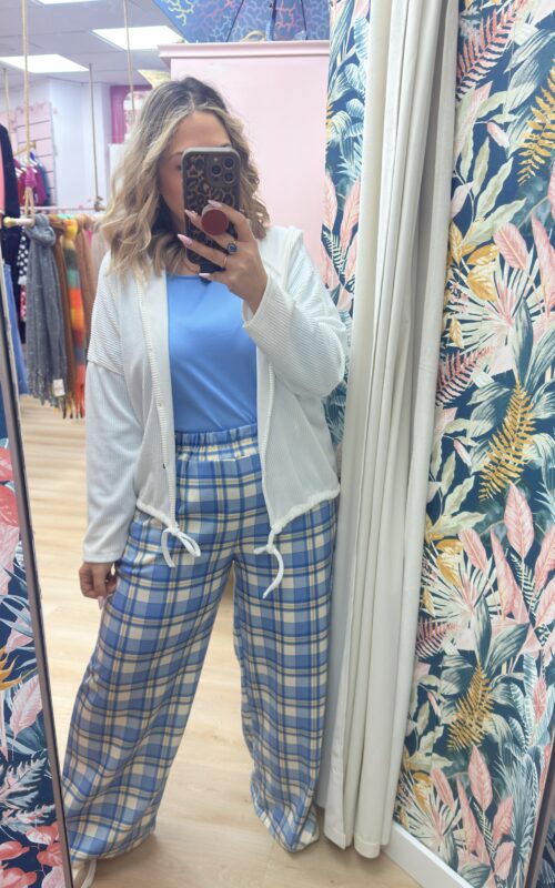 Chaqueta abierta rayada blanca