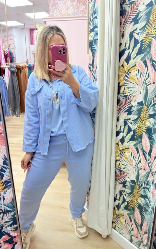 Chaqueta sobrecamisa algodon celeste