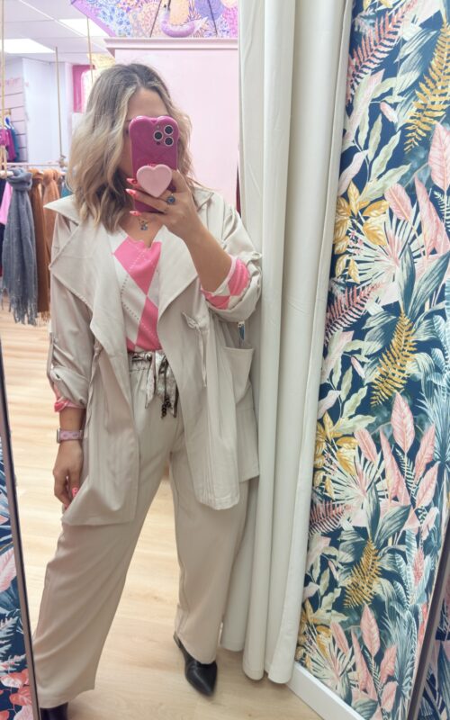 Parka rizada grande beige