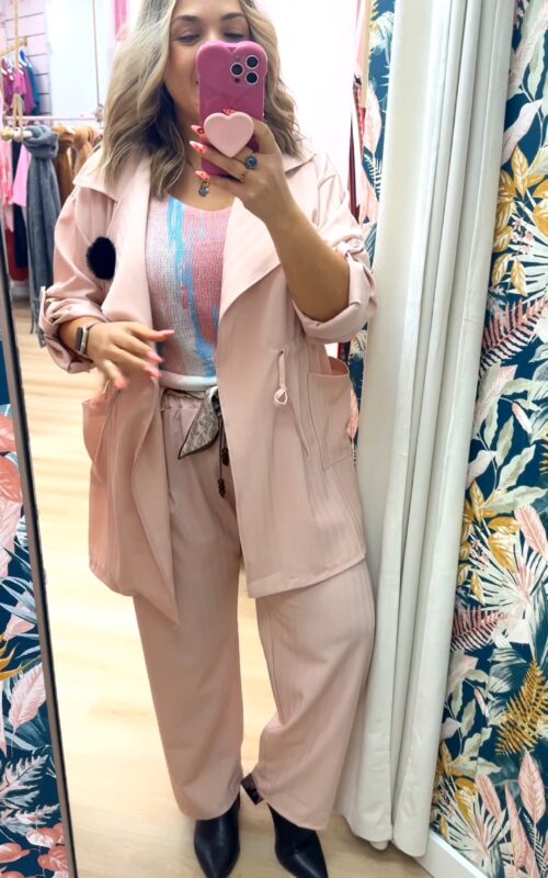 Parka rizada grande rosa