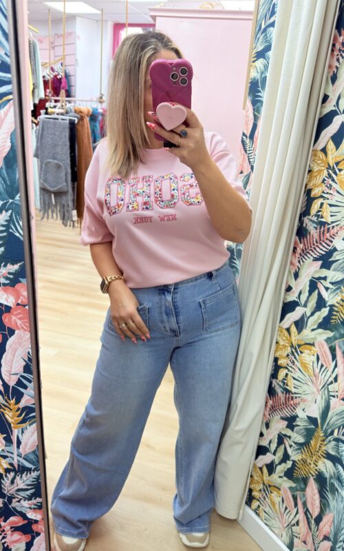 Sudadera manga corta soho rosa