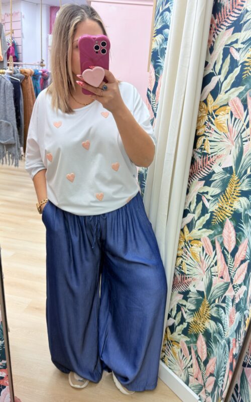 Camiseta oversize corazones blanco