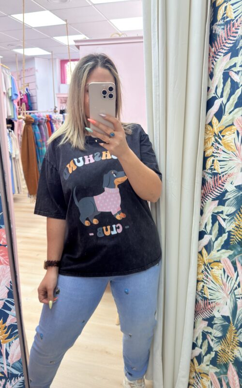 Camiseta perrito oscura algodón