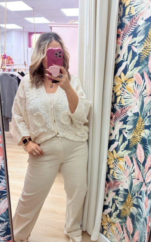 Pantalon ancho beige