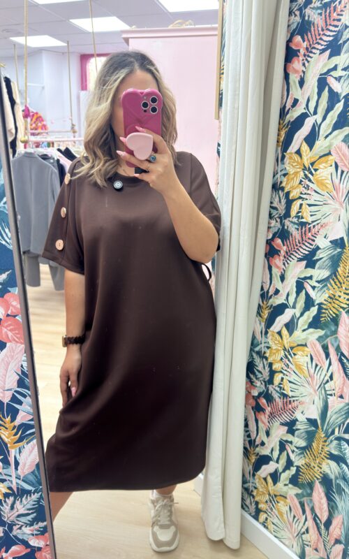 Vestido marron chocolate botones