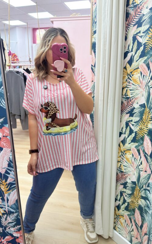 Camiseta perrito rosa