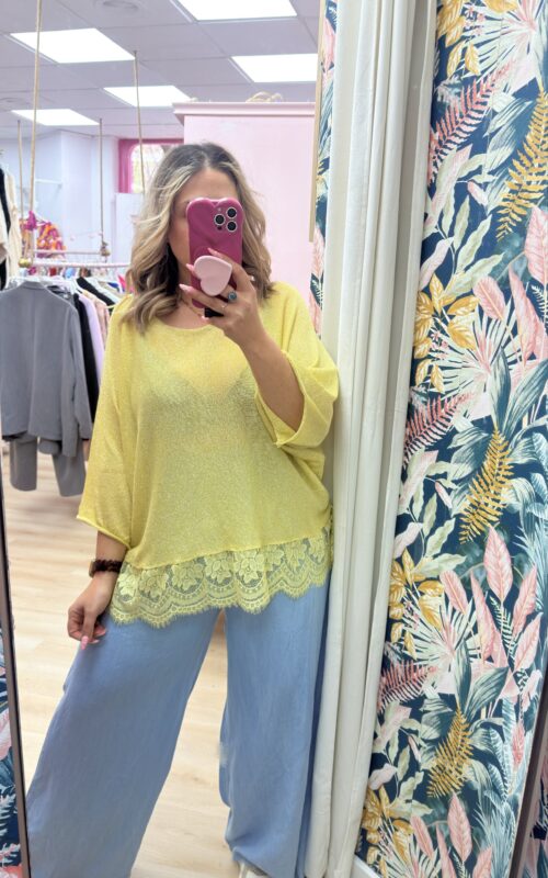 Jersey hilo brillo puntilla amarillo