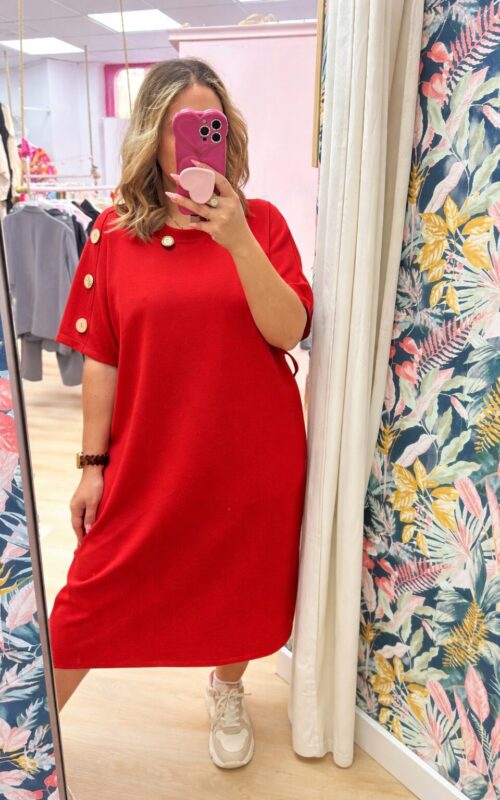 Vestido rojo botones