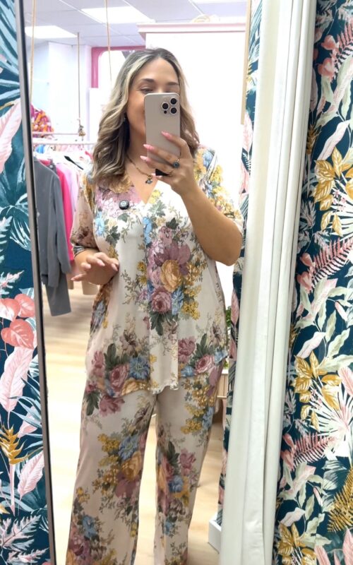 Conjunto flores rosa