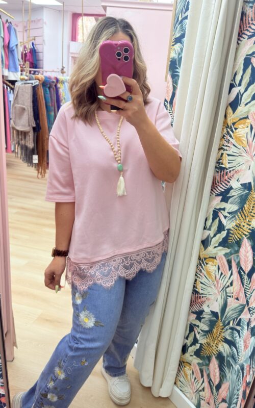 Vaquero flores bordadas