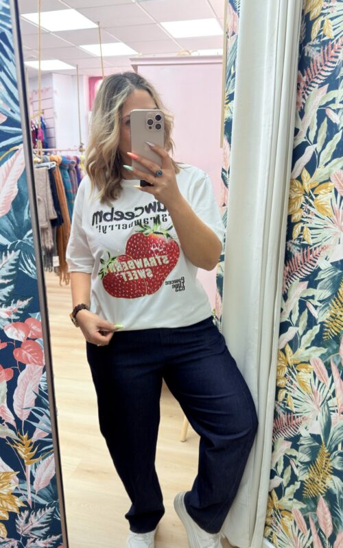 Camiseta fresa glitter