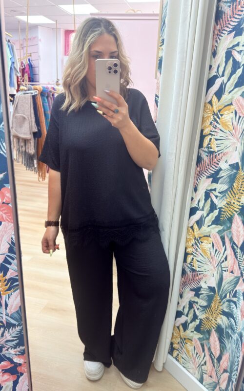 Camiseta blonda sin arrugas negro