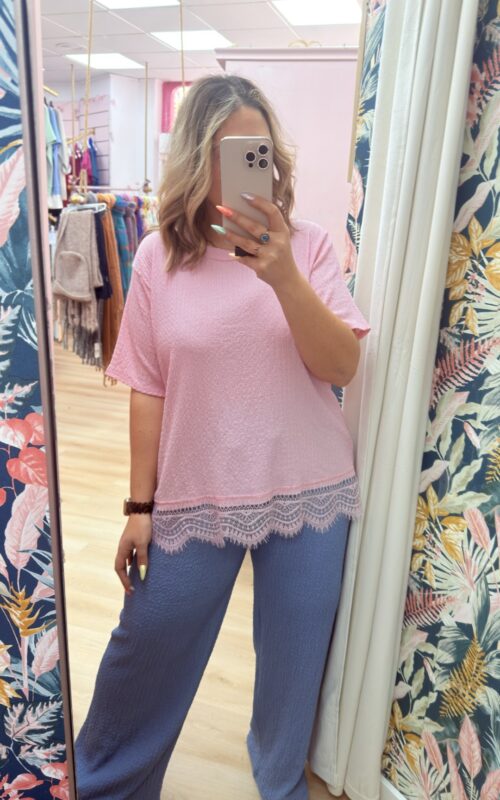 Camiseta blonda sin arrugas rosa