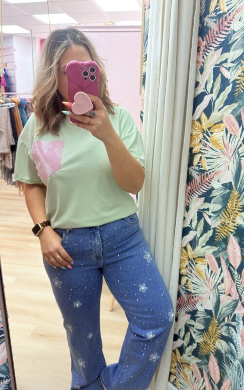 Pantalon glitter flores