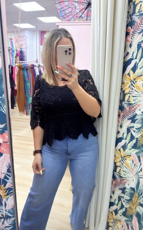 Camiseta crochet negro