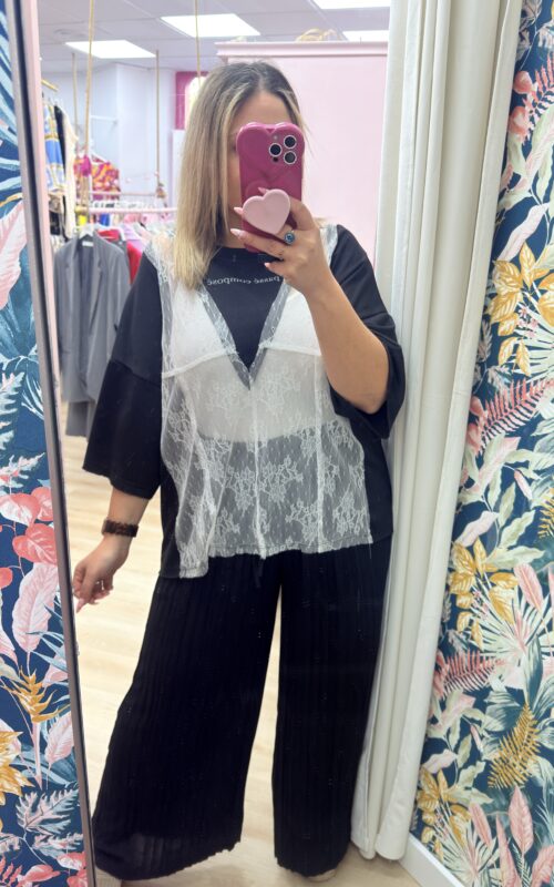 Camiseta encaje transparente