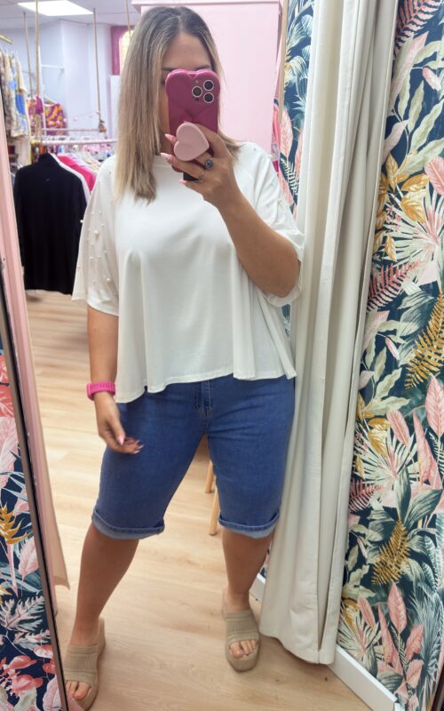 Camiseta perlas blanca