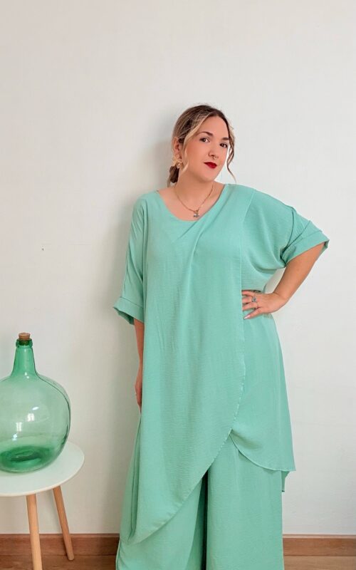 Conjunto capa grande verde agua