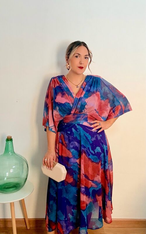 Vestido degradado fajin azul