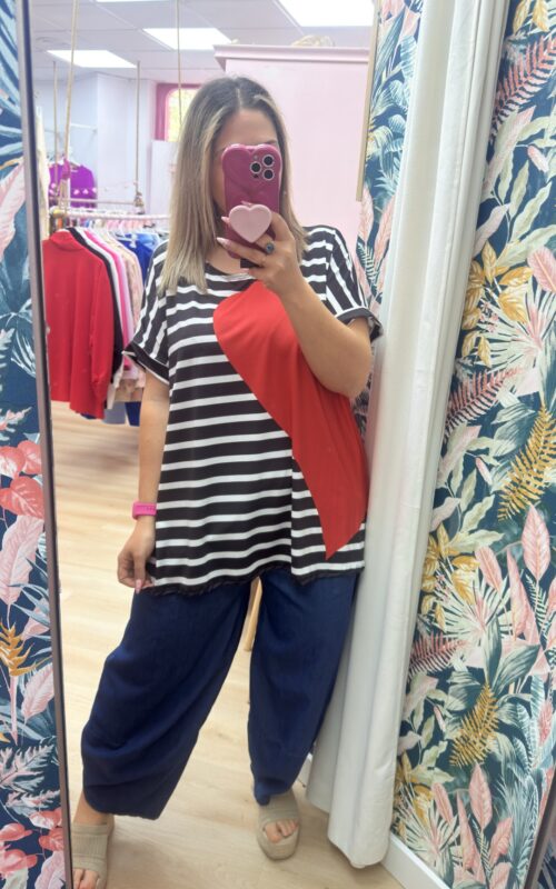 Camiseta licra rayas corazon