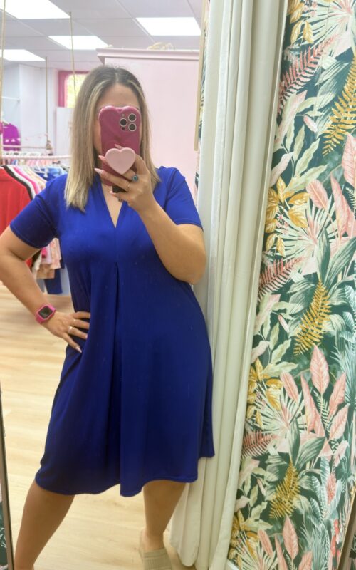 Vestido licra fria abertura azulon