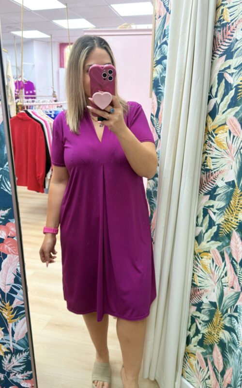 Vestido licra fria abertura buganvilla